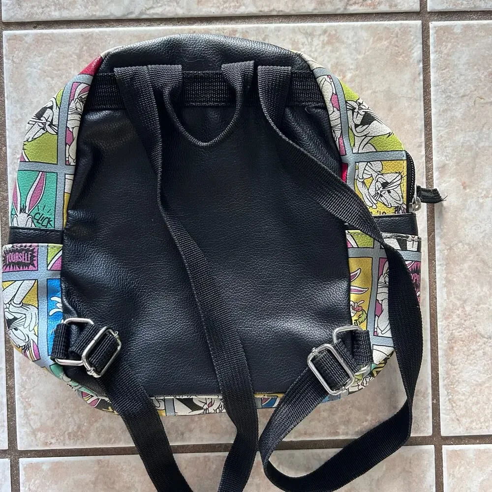 Looney Tunes Bugs Bunny Comic Print Backpack Colorful Retro Bag Warner Bros